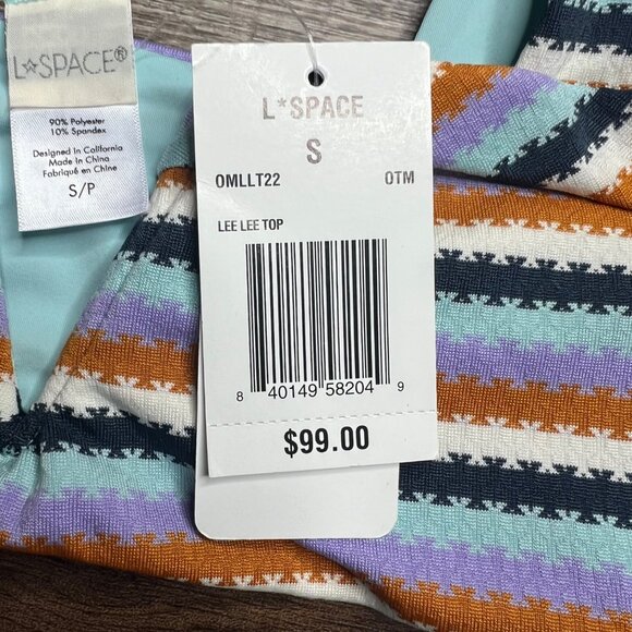 L*Space Lee Lee Bralette Bikini Top Size S Over The Moon Stripe NWT - Picture 4 of 9